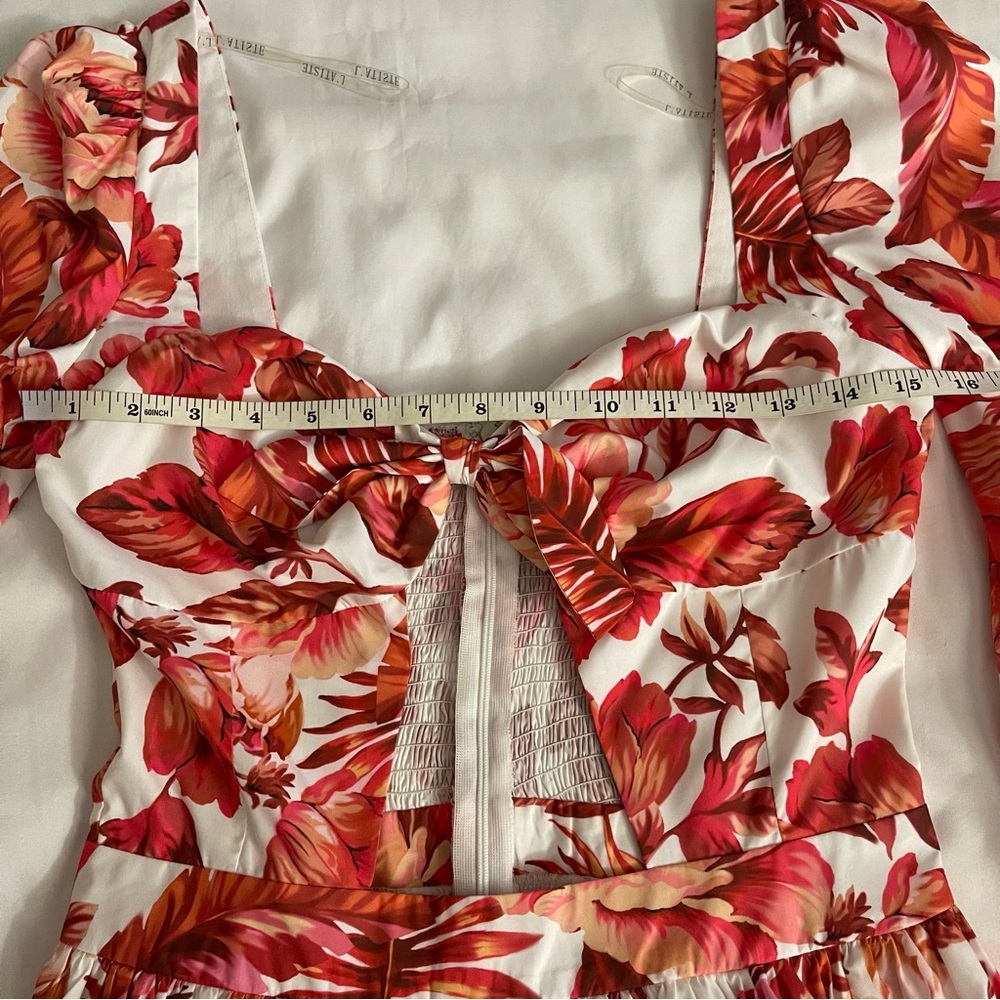 Floral print long sleeve Shirred back ruffled cutout mini dress - Picture 9 of 11